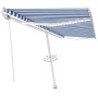 Toldo automático LED sensor de viento azul y blanco 500x300 cm de , Toldos - Ref: Foro24-3069591, Precio: 778,80 €, Descuento: %