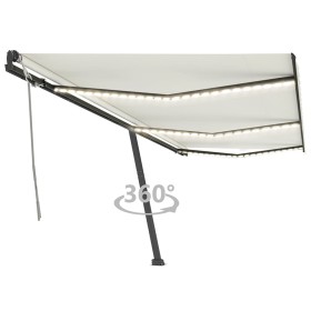 Toldo manual retráctil con luz LED color crema 600x350 cm de , Toldos - Ref: Foro24-3069882, Precio: 763,99 €, Descuento: %