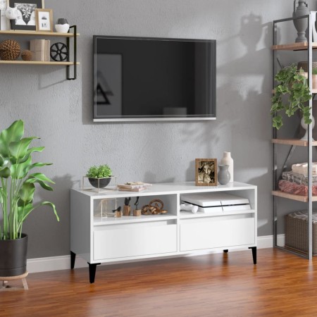 Glossy white plywood TV cabinet 100x34.5x44.5cm by vidaXL, TV Furniture - Ref: Foro24-831903, Price: 68,99 €, Discount: %