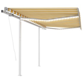 Toldo automático LED sensor de viento amarillo y blanco 3x2,5 m de , Toldos - Ref: Foro24-3069913, Precio: 557,99 €, Descuent...