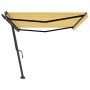 Toldo de pie retráctil manual amarillo y blanco 500x300 cm de , Toldos - Ref: Foro24-3069778, Precio: 505,62 €, Descuento: %