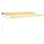 Yellow and white manual retractable foot awning 500x300 cm by , Awnings - Ref: Foro24-3069778, Price: 505,62 €, Discount: %