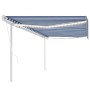 Automatic awning with LED and wind sensor blue and white 5x3 m by , Awnings - Ref: Foro24-3069991, Price: 730,55 €, Discount: %