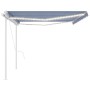 Automatic awning with LED and wind sensor blue and white 5x3 m by , Awnings - Ref: Foro24-3069991, Price: 730,55 €, Discount: %