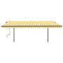 Toldo manual retráctil con postes amarillo y blanco 5x3 m de , Toldos - Ref: Foro24-3070178, Precio: 580,36 €, Descuento: %