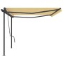 Toldo manual retráctil con postes amarillo y blanco 5x3 m de , Toldos - Ref: Foro24-3070178, Precio: 568,49 €, Descuento: %