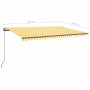 Toldo manual retráctil con postes amarillo y blanco 5x3 m de , Toldos - Ref: Foro24-3070178, Precio: 580,36 €, Descuento: %