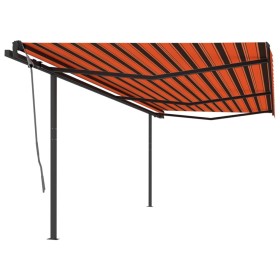 Toldo manual retráctil con postes naranja y marrón 6x3 m de , Toldos - Ref: Foro24-3070200, Precio: 643,79 €, Descuento: %