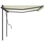 Toldo retráctil manual con postes color crema 4,5x3,5 m de , Toldos - Ref: Foro24-3070237, Precio: 590,00 €, Descuento: %