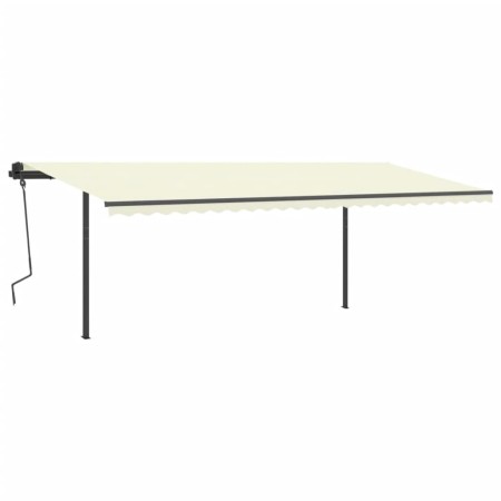 Toldo retráctil manual con postes crema 6x3,5 m de , Toldos - Ref: Foro24-3070277, Precio: 718,03 €, Descuento: %