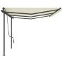 Toldo retráctil manual con postes crema 6x3,5 m de , Toldos - Ref: Foro24-3070277, Precio: 718,03 €, Descuento: %