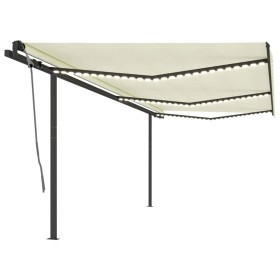 Toldo retráctil manual con luz LED crema 6x3,5 m de , Toldos - Ref: Foro24-3070282, Precio: 770,99 €, Descuento: %