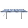 Toldo retráctil manual con postes azul y blanco 5x3,5 m de , Toldos - Ref: Foro24-3070256, Precio: 659,63 €, Descuento: %