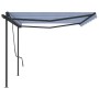 Toldo retráctil manual con postes azul y blanco 5x3,5 m de , Toldos - Ref: Foro24-3070256, Precio: 630,89 €, Descuento: %