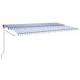 Manual retractable awning with blue and white poles 5x3.5 m by , Awnings - Ref: Foro24-3070256, Price: 659,63 €, Discount: %