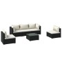 Set de muebles de jardín 6 pzas y cojines ratán sintético negro de , Conjuntos de jardín - Ref: Foro24-3102191, Precio: 672,9...