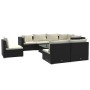 Set de muebles de jardín 9 pzas y cojines ratán sintético negro de , Conjuntos de jardín - Ref: Foro24-3102551, Precio: 897,9...