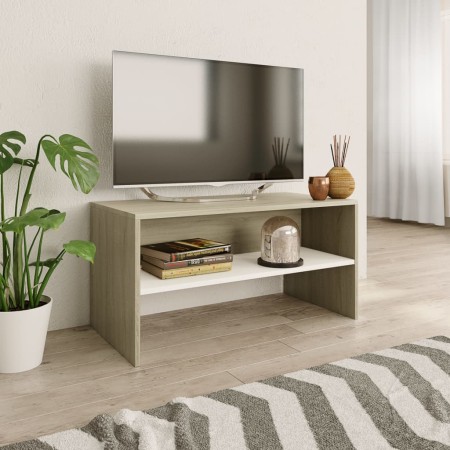 White and oak plywood TV cabinet 80x40x40 cm by vidaXL, TV Furniture - Ref: Foro24-800059, Price: 34,69 €, Discount: %