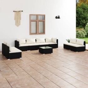 Set de muebles de jardín 9 pzas cojines ratán sintético negro de , Conjuntos de jardín - Ref: Foro24-3102255, Precio: 1,00 €,...