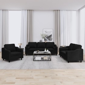 Sofa set with cushions 3 pieces black fabric by , Sofas - Ref: Foro24-3201790, Price: 738,62 €, Discount: %