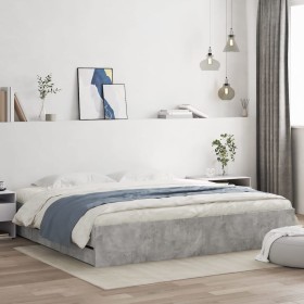 Concrete gray engineered wood bed with drawers 160x200 cm by , Beds and slatted bases - Ref: Foro24-3207262, Price: 177,99 €,...