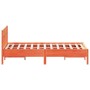 Bed frame with wax brown pine wood headboard 140x200 cm by , Beds and slatted bases - Ref: Foro24-842649, Price: 125,33 €, Di...