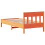 Bed frame with wax brown pine wood headboard 90x200 cm by , Beds and slatted bases - Ref: Foro24-842661, Price: 89,56 €, Disc...