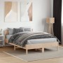 Bed frame with solid pine wood headboard 135x190 cm by , Beds and slatted bases - Ref: Foro24-842770, Price: 106,44 €, Discou...