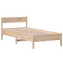 Bed frame with solid pine wood headboard 100x200 cm by , Beds and slatted bases - Ref: Foro24-842758, Price: 77,05 €, Discoun...