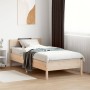 Bed frame with solid pine wood headboard 100x200 cm by , Beds and slatted bases - Ref: Foro24-842758, Price: 77,05 €, Discoun...