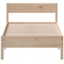 Bed frame with solid pine wood headboard 100x200 cm by , Beds and slatted bases - Ref: Foro24-842758, Price: 77,05 €, Discoun...