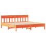 Bed frame with wax brown pine wood headboard 180x200 cm by , Beds and slatted bases - Ref: Foro24-3216205, Price: 202,40 €, D...