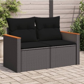 2-Sitzer-Gartensofa mit schwarzen synthetischen Rattankissen von , Outdoor-Sofas - Ref: Foro24-365993, Preis: 181,99 €, Rabat...