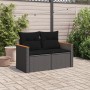 2-seater garden sofa with black synthetic rattan cushions by , Outdoor sofas - Ref: Foro24-365993, Price: 183,57 €, Discount: %