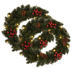 Coronas navideñas 2 unidades con adornos verde 45 cm de vidaXL, Adornos festivos - Ref: Foro24-284330, Precio: 42,19 €, Descu...