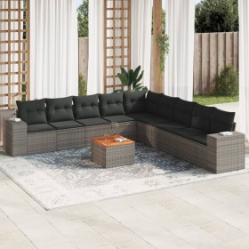 10-piece garden sofa set with gray synthetic rattan cushions by , Garden sets - Ref: Foro24-3225493, Price: 640,25 €, Discoun...