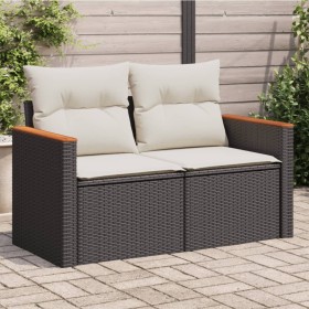 2-seater garden sofa with black synthetic rattan cushions by , Outdoor sofas - Ref: Foro24-366008, Price: 145,85 €, Discount: %