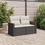 2-Sitzer-Gartensofa mit schwarzen synthetischen Rattankissen von , Outdoor-Sofas - Ref: Foro24-366008, Preis: 145,85 €, Rabat...