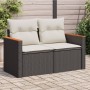 2-Sitzer-Gartensofa mit schwarzen synthetischen Rattankissen von , Outdoor-Sofas - Ref: Foro24-366020, Preis: 157,15 €, Rabat...