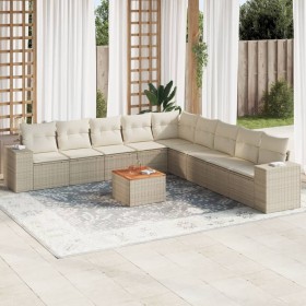 Gartensofa-Set mit beigen Kissen, 10-teilig, synthetisches Rattan von , Gartensets - Ref: Foro24-3225491, Preis: 783,99 €, Ra...