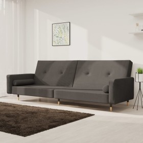 Sofá cama de 2 plazas con dos almohadas terciopelo gris oscuro de , Sofás - Ref: Foro24-375750, Precio: 229,95 €, Descuento: %