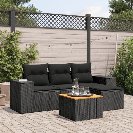 5-teiliges Gartenmöbel-Set und schwarze synthetische Rattankissen von , Gartensets - Ref: Foro24-3225411, Preis: 334,23 €, Ra...