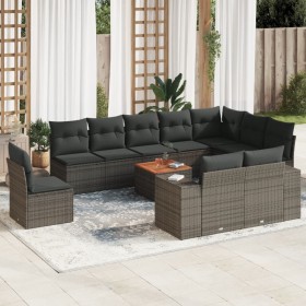 11-piece garden sofa set and gray synthetic rattan cushions by , Garden sets - Ref: Foro24-3225500, Price: 715,63 €, Discount: %