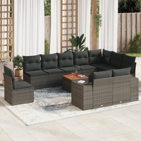 11-piece garden sofa set and gray synthetic rattan cushions by , Garden sets - Ref: Foro24-3225500, Price: 690,69 €, Discount: %