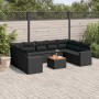 Gartensofa-Set 10-teilig mit schwarzen synthetischen Rattankissen von , Modulare Sofas für den Außenbereich - Ref: Foro24-322...