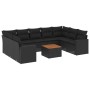 Gartensofa-Set 10-teilig mit schwarzen synthetischen Rattankissen von , Modulare Sofas für den Außenbereich - Ref: Foro24-322...