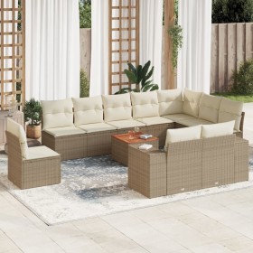 Set de sofás de jardín 11pzas con cojines ratán sintético beige de , Conjuntos de jardín - Ref: Foro24-3225498, Precio: 826,9...