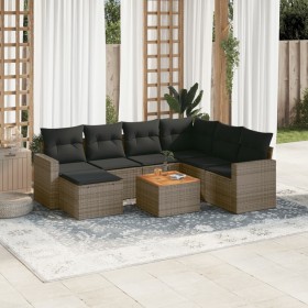 8-teiliges Gartensofa-Set und graue synthetische Rattankissen von , Modulare Sofas für den Außenbereich - Ref: Foro24-3224240...