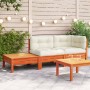 Garden sofa with cushions and footrest in solid pine wood by , Modular outdoor sofas - Ref: Foro24-838186, Price: 235,57 €, D...