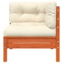 Garden sofa with cushions and footrest in solid pine wood by , Modular outdoor sofas - Ref: Foro24-838186, Price: 235,57 €, D...